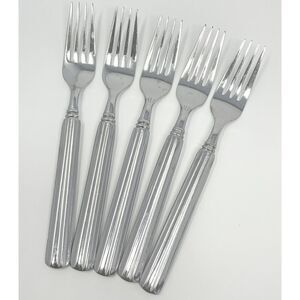 GIBSON Stainless SIDEWALK CAFE Glossy Dinner Place Forks 8" Set Of 5